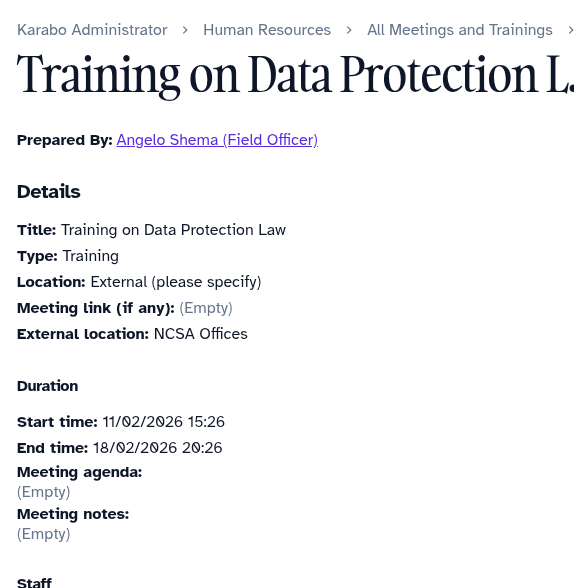 Meetings & Trainings